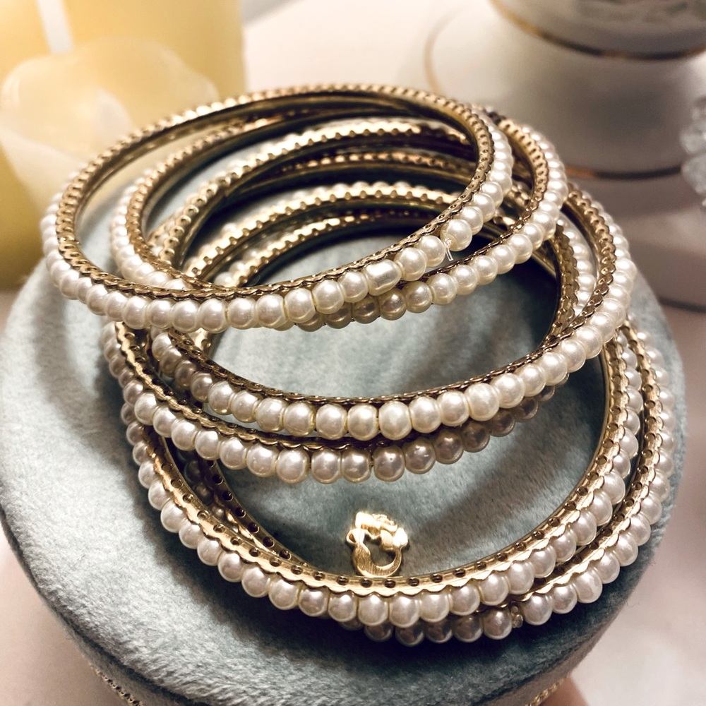 Gold & Pearl bangle bracelets